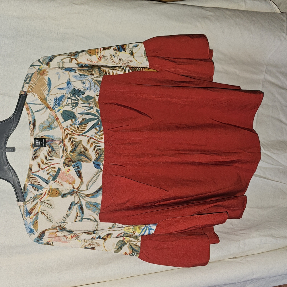 Vibrant Red Peplum Floral Top